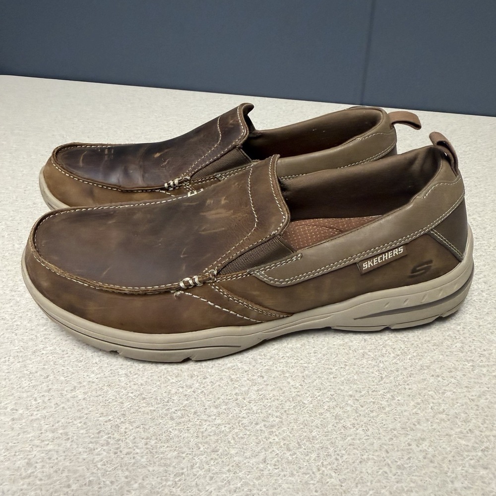 Skechers Men's Harper Forde Relaxed Fit Memory Foam Loafer's Shoes Brown size 9